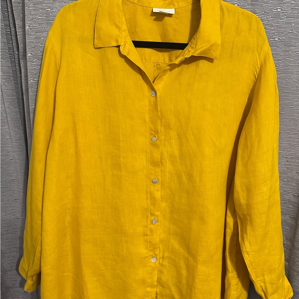 Yellow Button-Up Women's Top